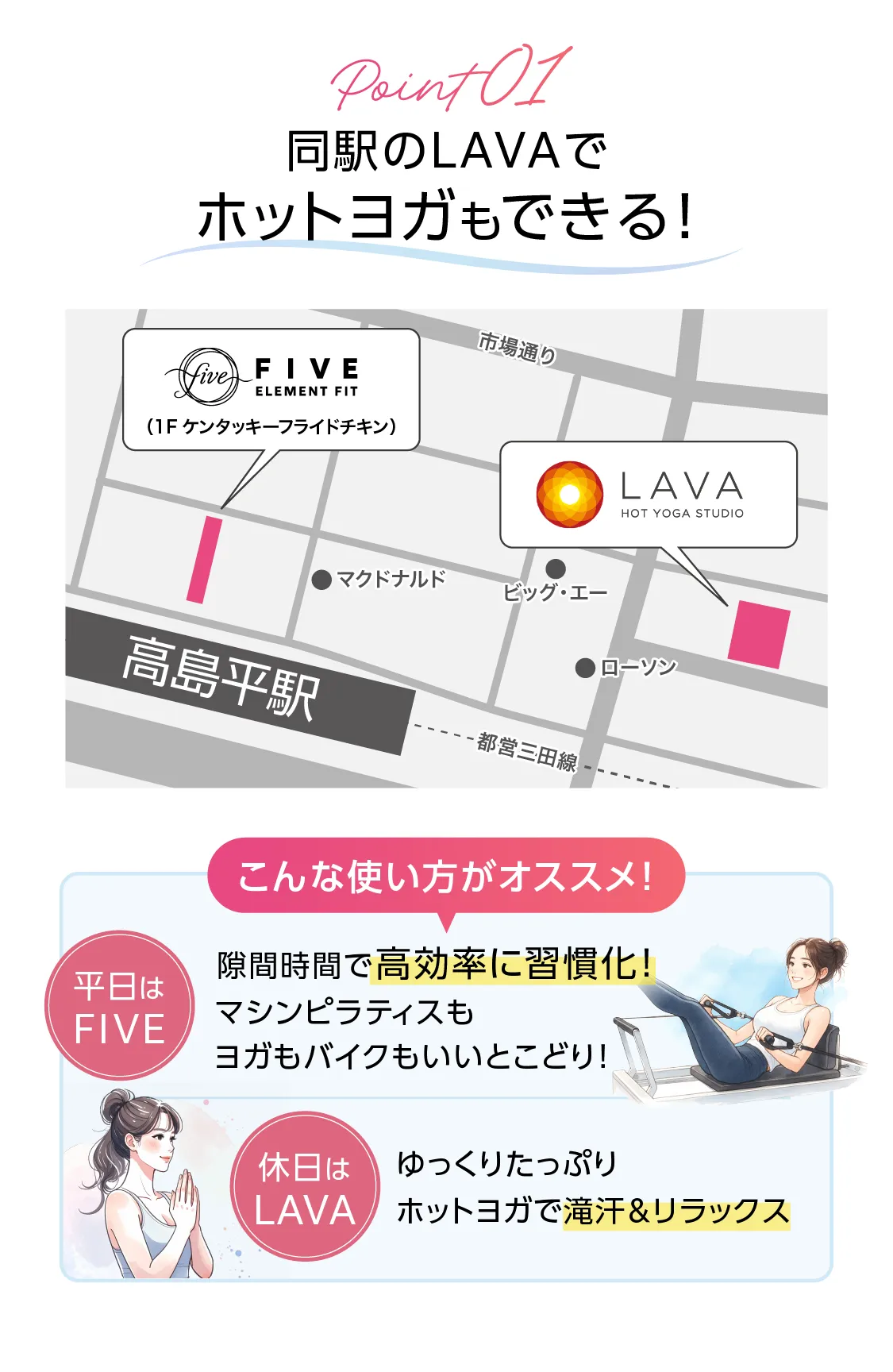 同駅のLAVAでホットヨガもできる！