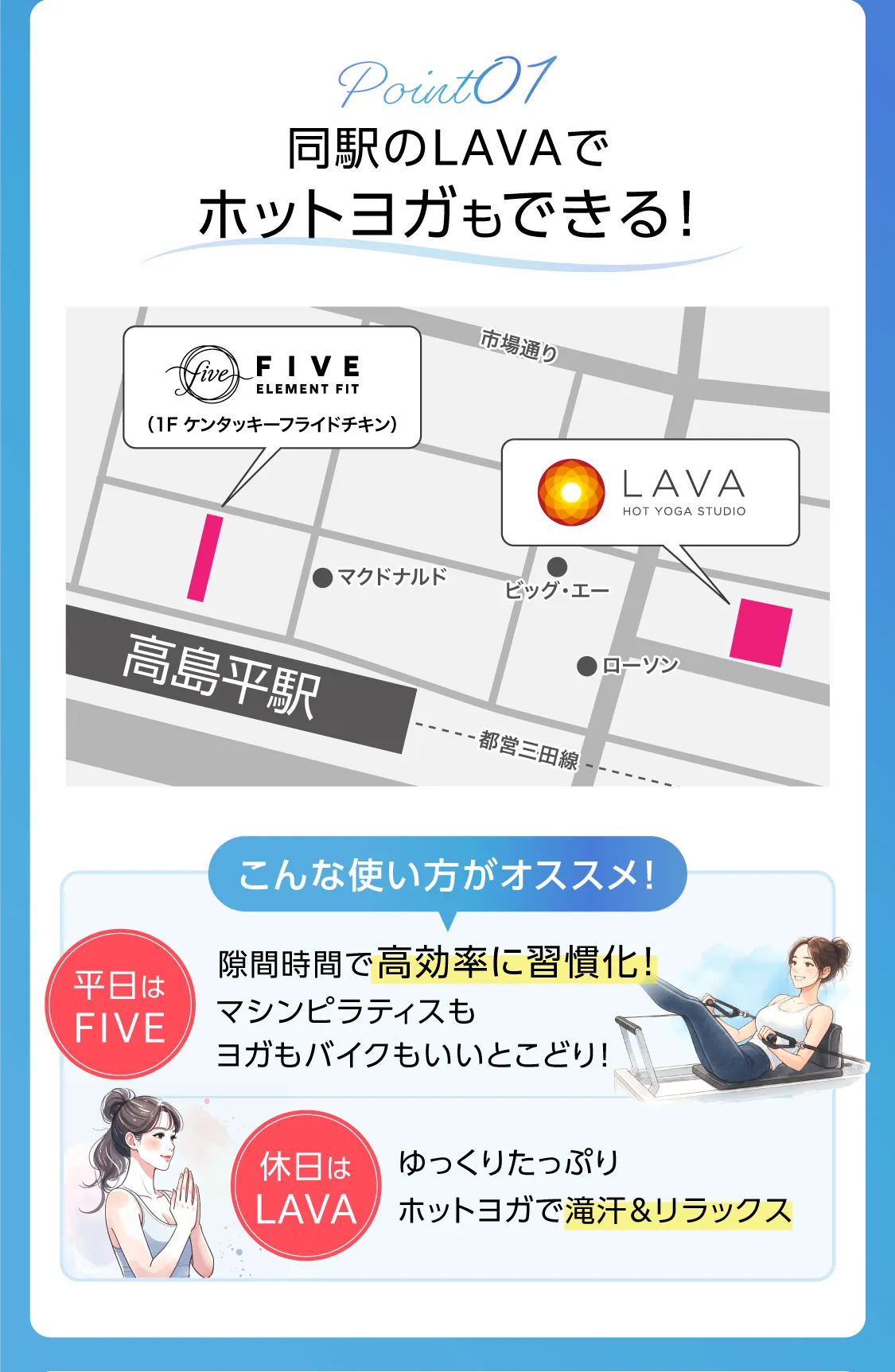 同駅のLAVAでホットヨガもできる!