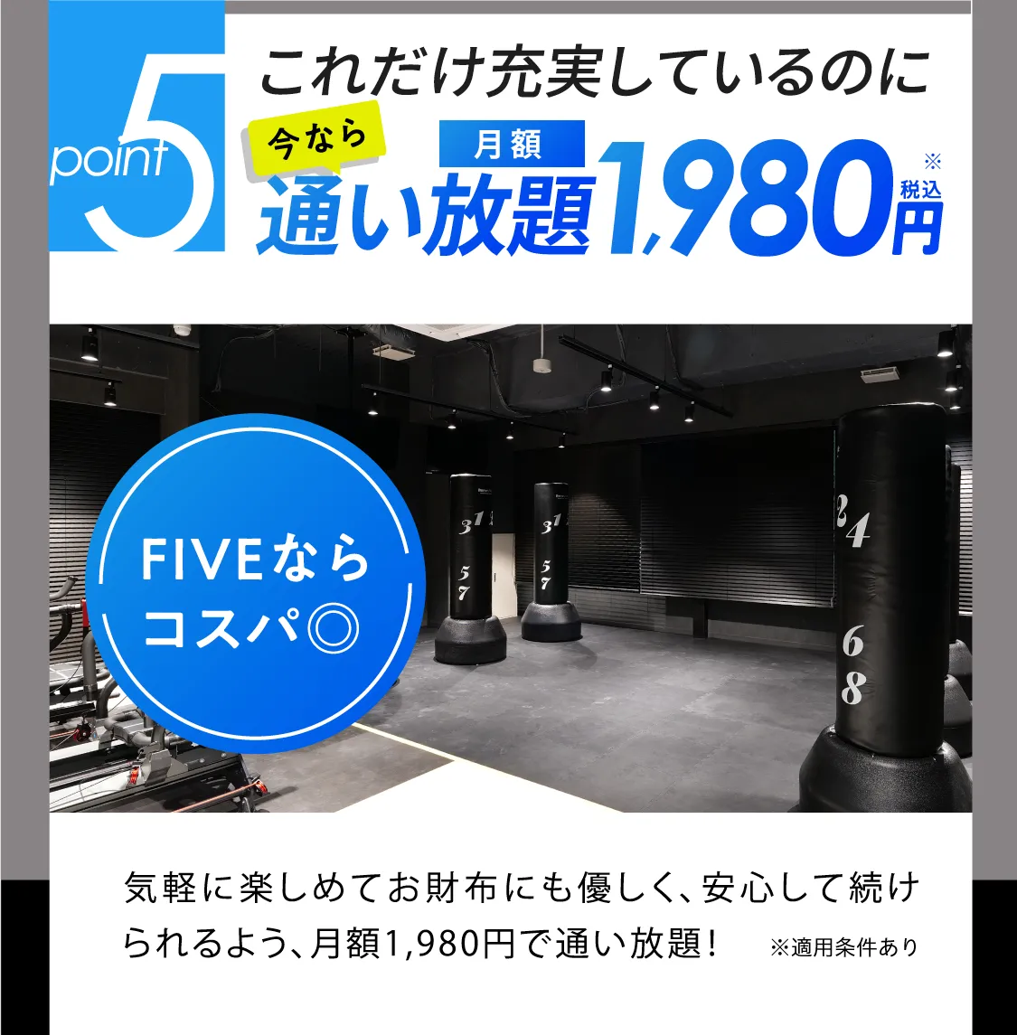 これだけ充実しているのに今なら通い放題 月額 1980円(税込)