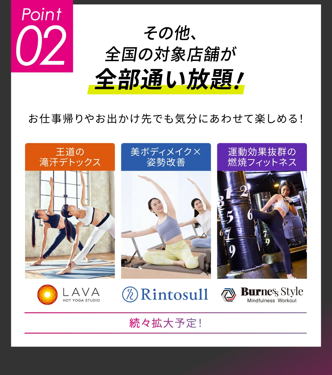 その他、全国の対象店舗が全部通い放題！